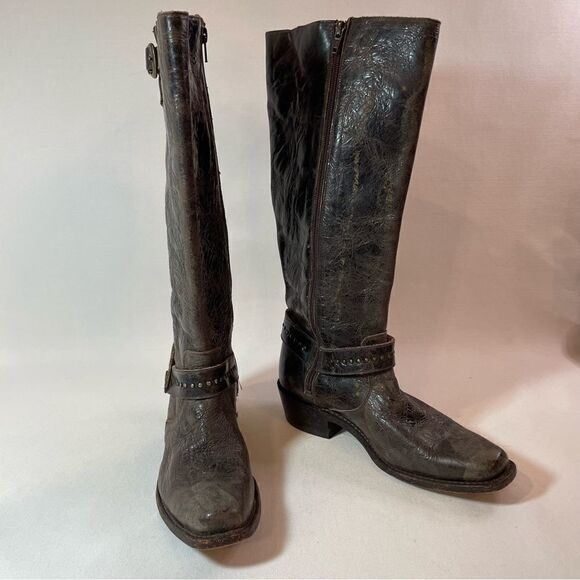 Sonora Double H Cowboy boots rugged brown patina size 7 - Picture 4 of 11